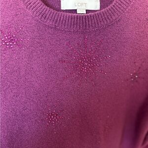 LOFT Women's Magenta Embellished Sweater
